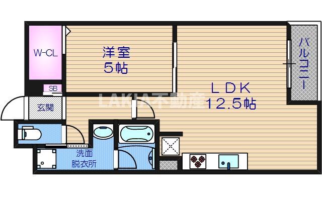 セレッソコート上本町イースト(1LDK/9階)の間取り写真