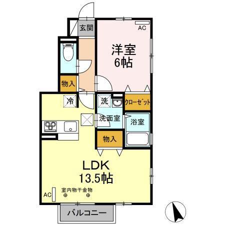 サザンメナー A(1LDK/1階)の間取り写真