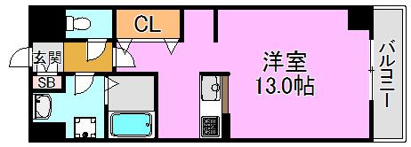 ベローナ(ワンルーム/5階)の間取り写真