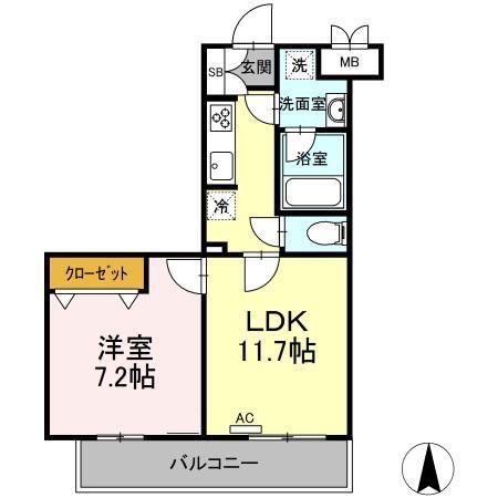 WHITE BIRCH(1LDK/1階)の間取り写真