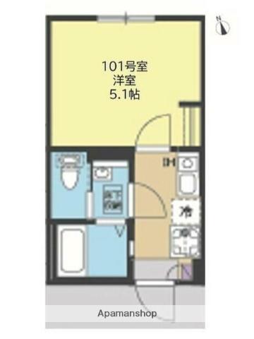 ブルーミング横浜(1K/1階)の間取り写真