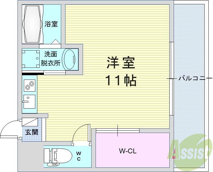 グロワール池田(ワンルーム/2階)の間取り写真