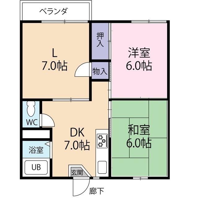 関山ハイツ(3DK/2階)の間取り写真