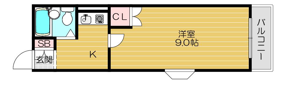 ロイヤルオークス滝井(1K/4階)の間取り写真