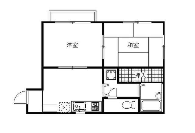 デュアル・2番館(2DK/1階)の間取り写真