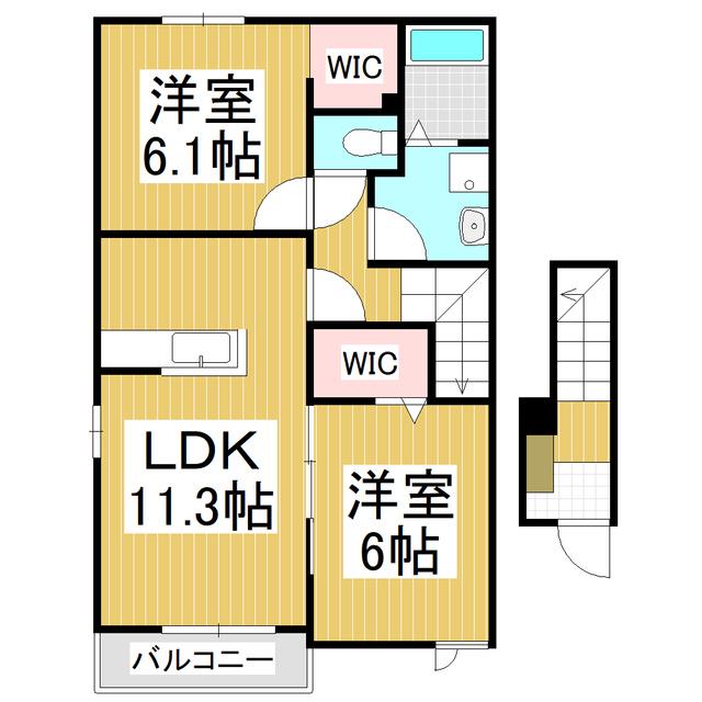 アイファ・長澤(2LDK/2階)の間取り写真