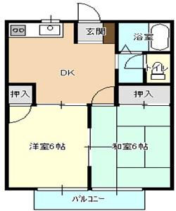 ホリグチコーポI(2DK/2階)の間取り写真