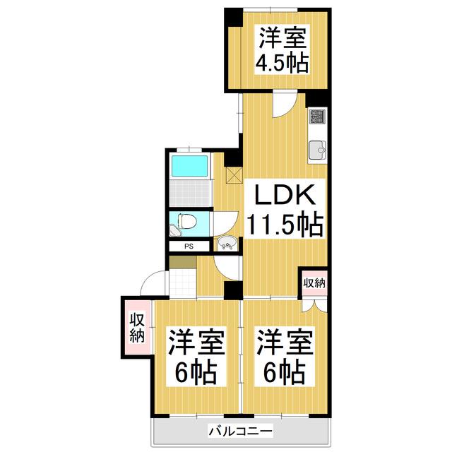 カーサ三輪(3LDK/2階)の間取り写真