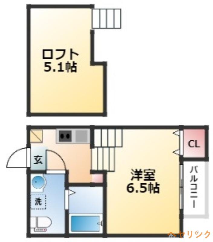 H&S黒川(1K/2階)の間取り写真
