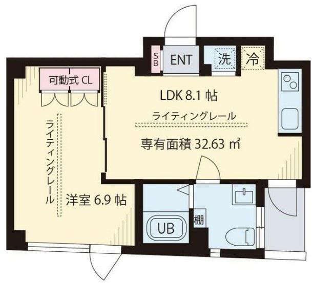 エルプラド自由が丘(1LDK/4階)の間取り写真