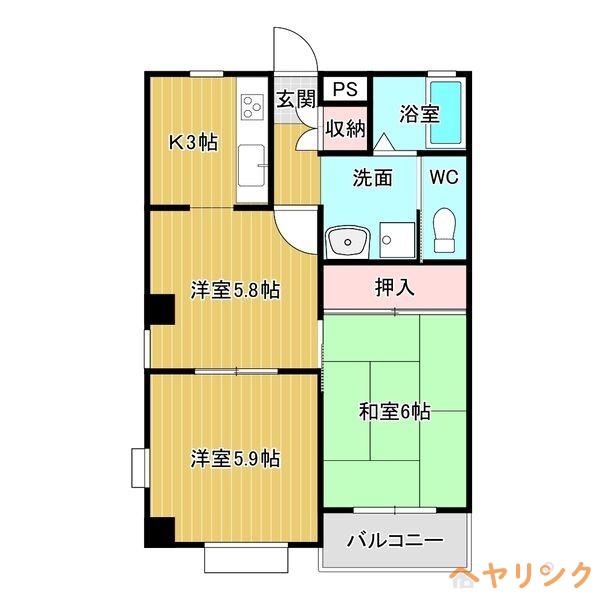 プリスティーヌ(3K/3階)の間取り写真