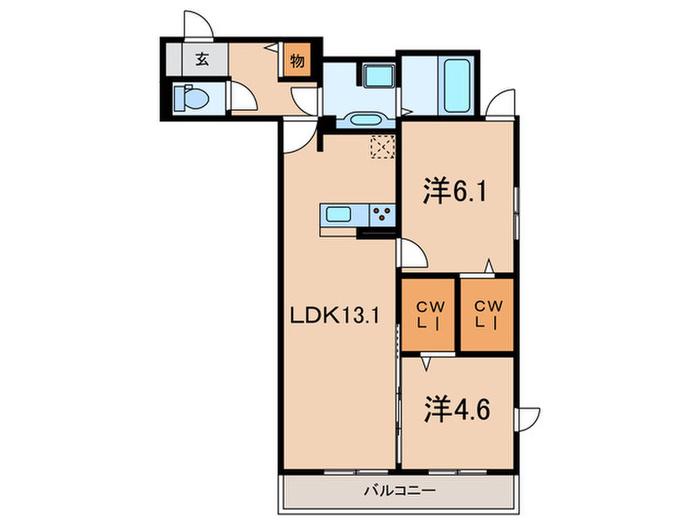 オルテンシア魚崎中町(2LDK/1階)の間取り写真
