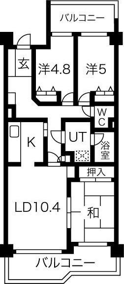 エクセレンス志賀本通(3LDK/5階)の間取り写真