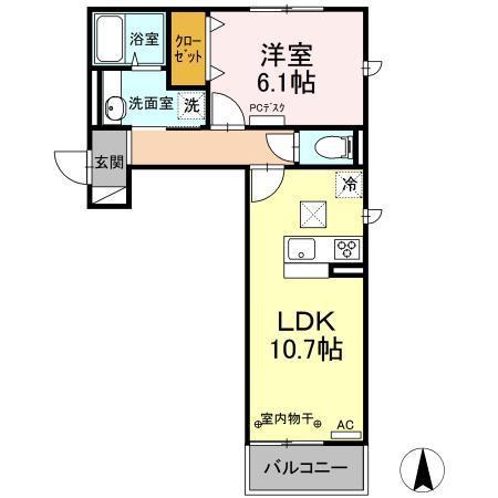カルデア(1LDK/1階)の間取り写真