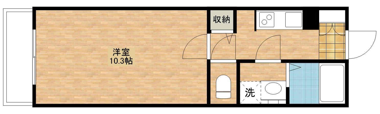 SUNFLOWER中央(1K/2階)の間取り写真