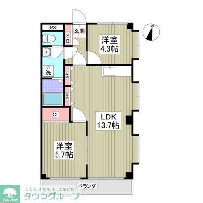 千代田マンション 川越(2LDK/2階)の間取り写真