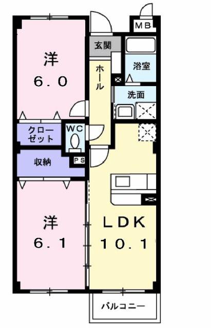 ルネサンス サルタA(2LDK/3階)の間取り写真