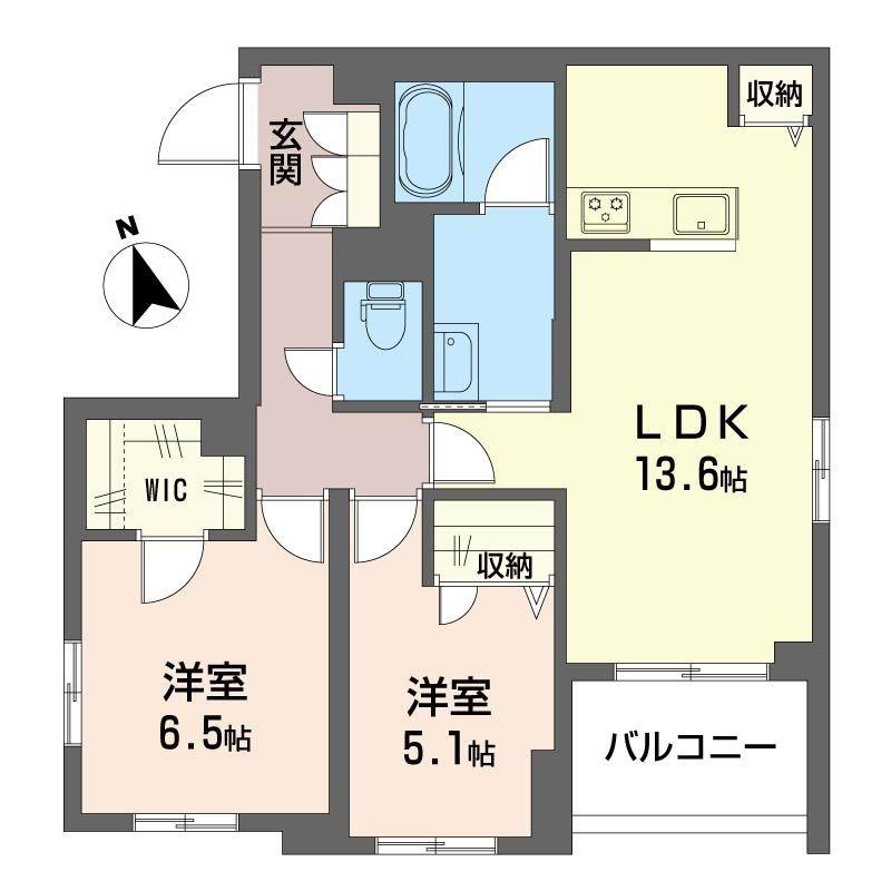 グランノワール(2LDK/3階)の間取り写真