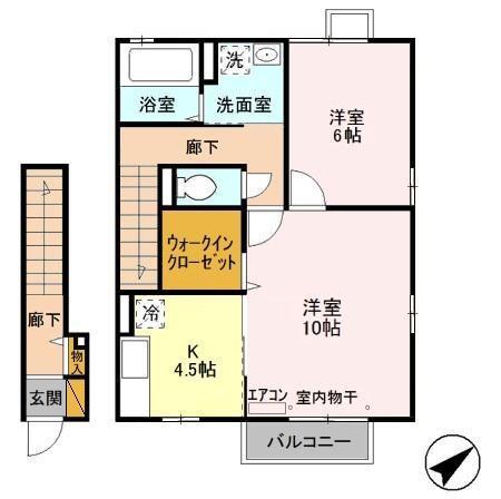 ランコントル成田(2K/2階)の間取り写真