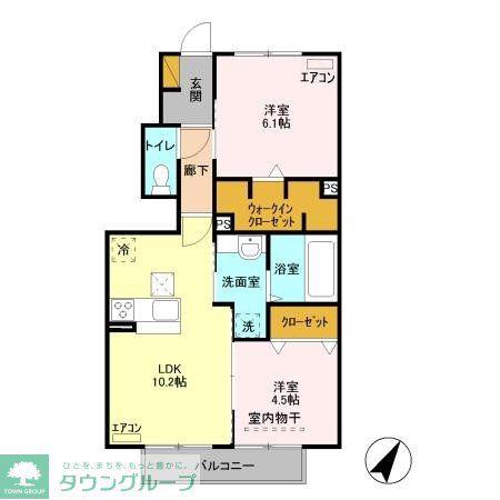 アグレアーブル(2LDK/1階)の間取り写真