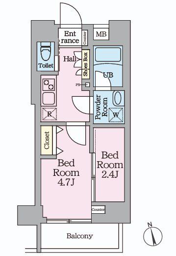 HYS桜橋MIRAIS(2K/2階)の間取り写真