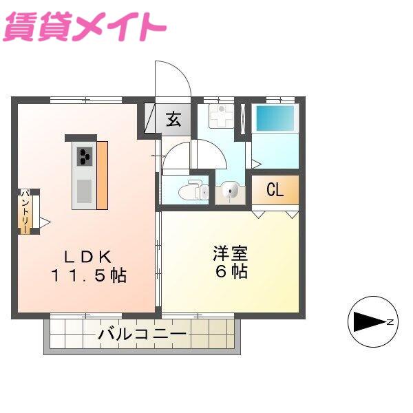 RENO MASION四日市 A(1LDK/2階)の間取り写真