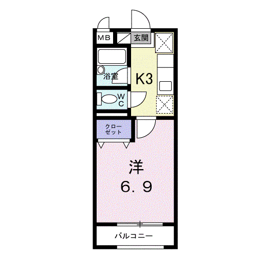 キャッスルパーク南仙台(1K/2階)の間取り写真