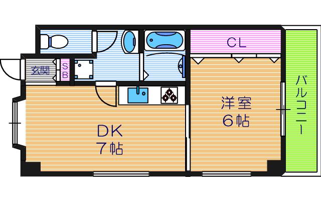 グランアルシュ(1DK/6階)の間取り写真