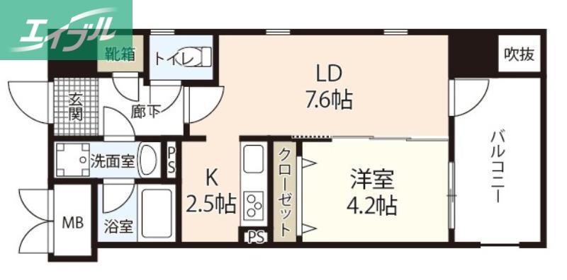 セントラルアヴェニュー下石井(1LDK/13階)の間取り写真