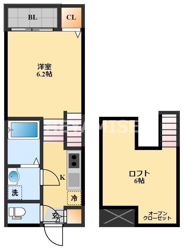 MODERN PALAZZO西栄田SUNNYHILL(1SK/2階)の間取り写真
