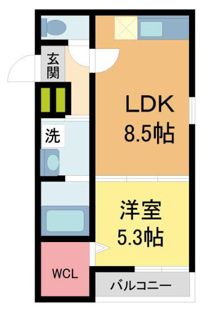 フジパレス夙川香櫨園ノース(1LDK/2階)の間取り写真