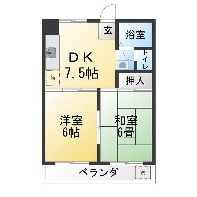 ミトモビル岳洋マンション(2DK/7階)の間取り写真