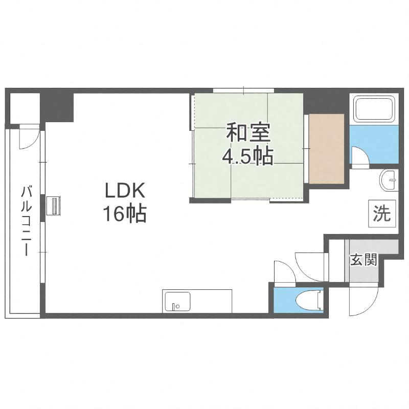 リベルティ大通(1LDK/6階)の間取り写真