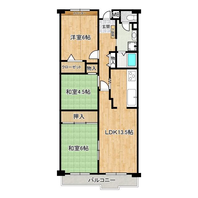 ベルパークシティ-C棟(3LDK/15階)の間取り写真