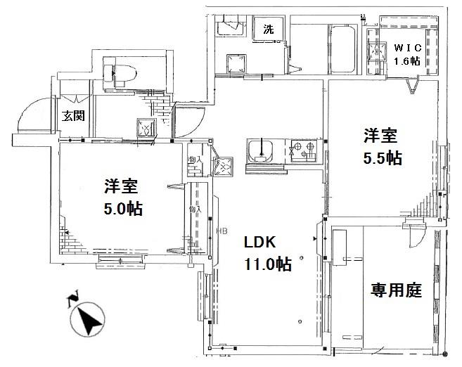 ラ カーサ タカタ(2LDK/1階)の間取り写真