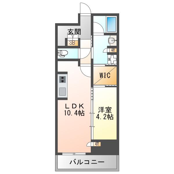 ジオタワー大阪十三(1LDK/26階)の間取り写真
