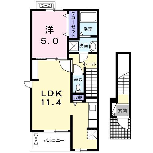 セレノ 福満(1LDK/2階)の間取り写真