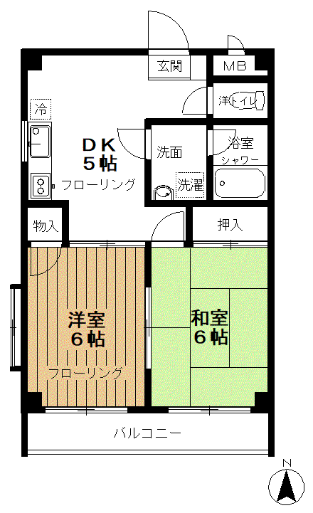 K・FLATS(2DK/1階)の間取り写真