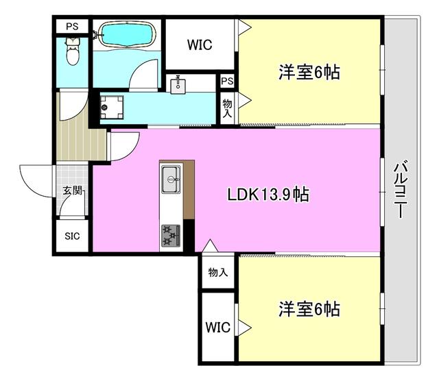 ラヴィエール南茨木II(2LDK/2階)の間取り写真