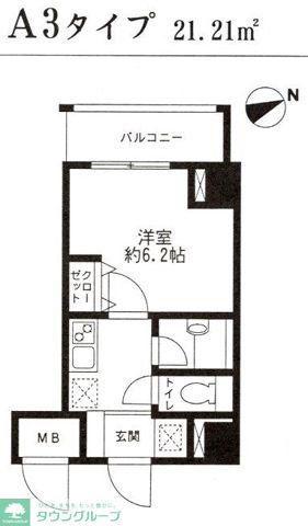 レジディア東品川(1K/6階)の間取り写真