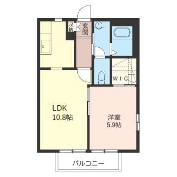 桜ベルデ(1LDK/1階)の間取り写真