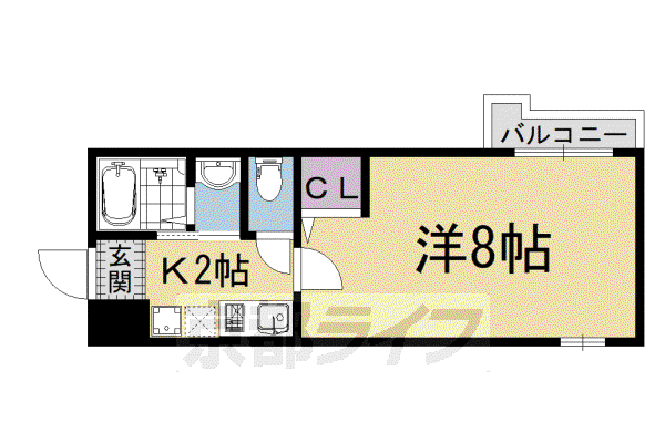 アークリード五条堀川(1K/2階)の間取り写真