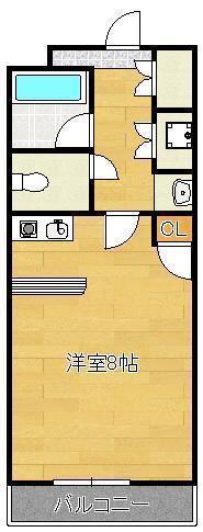 ジュネス陣原(ワンルーム/1階)の間取り写真