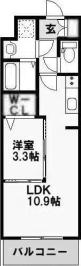 コンダクトレジデンスKONYA(1LDK/10階)の間取り写真