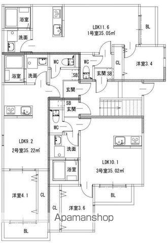 OC周船寺(1LDK/1階)の間取り写真
