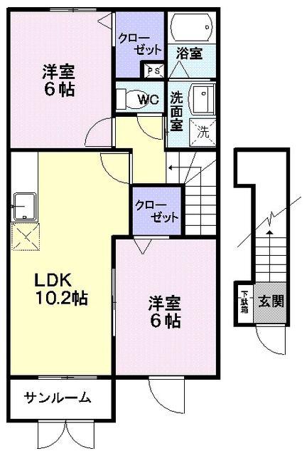 アプローズ(2LDK/2階)の間取り写真