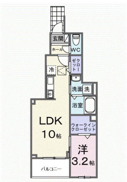 ヒカルサ狭山広瀬台フロント(1LDK/1階)の間取り写真