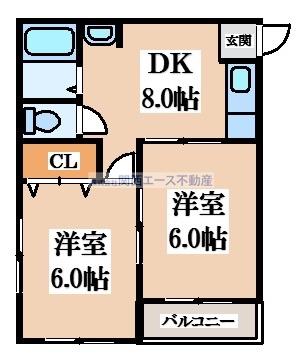 ニッコーハイツ(2DK/3階)の間取り写真