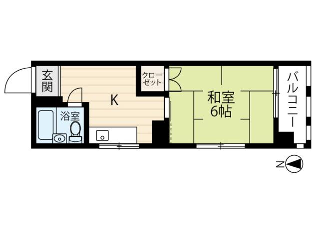 メゾン観音(1K/2階)の間取り写真