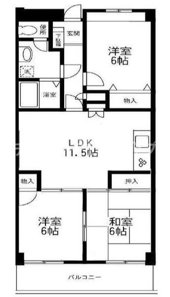 サンプラザ湘南(3LDK/6階)の間取り写真